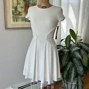 NWT Vintage Badgley Mischka Ivory Skater Dress in XS